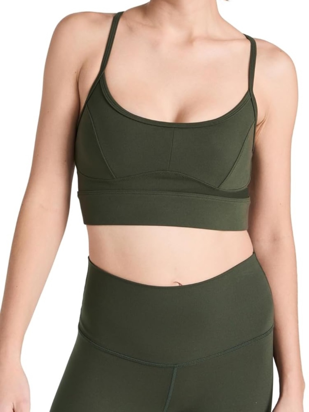 Varley Always Irena Bra in color Darkest Spruce size small